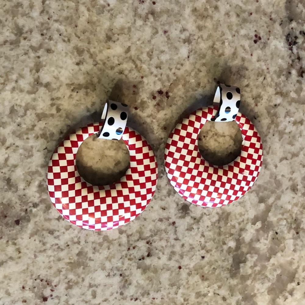 Fun Red and Black Earrings with Backs